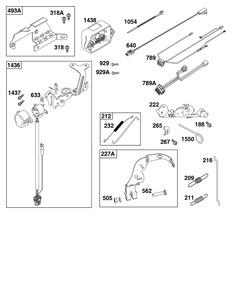 Controls Group Diagram and Parts List for 40N877-0037-B5  Briggs and Stratton Engine